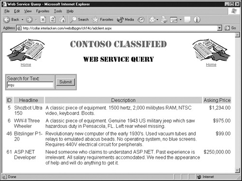 Create a client for the Contoso Classified Web service