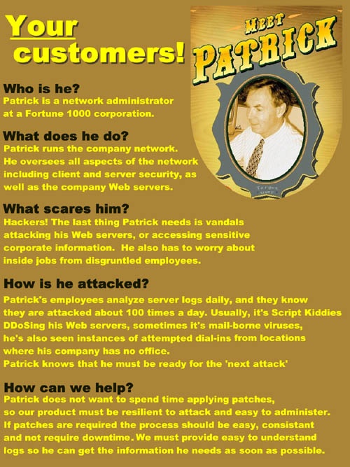 A sample persona poster showing one customer type.