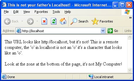 Looks like localhost, doesn’t it? However, it’s not. The word localhost has a special Cyrillic character "o" that looks like an ASCII "o".