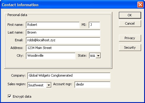 Collecting customer data with an option for setting privacy options.