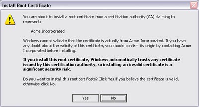 Improved version of root certificate store error message that explains consequences.