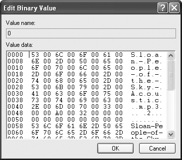 You see the Edit Binary Value dialog box if you’re modifying a binary value.