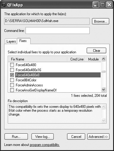 QFixApp allows you to interactively determine parameters for application compatibility.