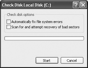 Use Check Disk to scan a hard disk partition for errors.