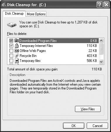 Disk Cleanup can automatically and safely remove certain types of files from a disk drive.