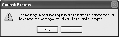 You see this dialog box when you open a message for which the sender has requested a read receipt.