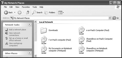 My Network Places contains icons for shared network resources.