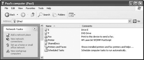 Open a workgroup computer to see the resources that computer is sharing with the network.