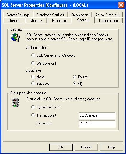 Turn on auditing in SQL Server Enterprise Manager