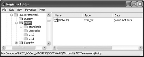 Registry entries when multiple versions of the CLR are installed