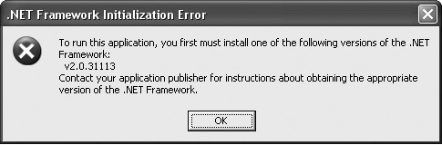 Incorrect version dialog box