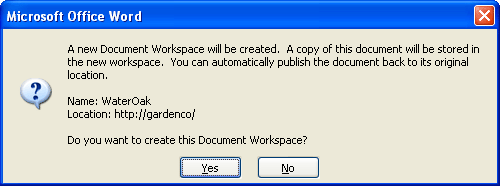 Creating a Document Workspace within Microsoft Office 2003