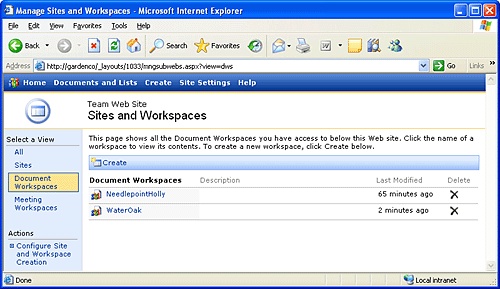 Accessing an Existing Document Workspace