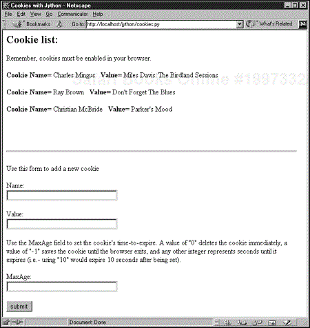 Defined Cookies with cookies.py.