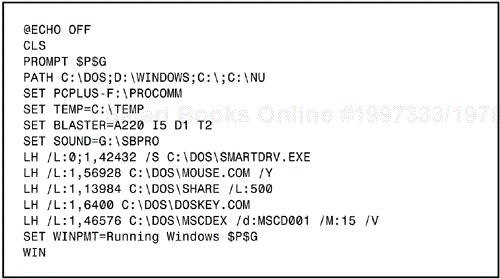 A sample AUTOEXEC.BAT file.