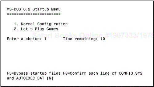 The DOS 6.2 startup menu.