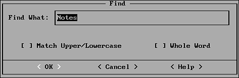 The online help system's Find dialog box.