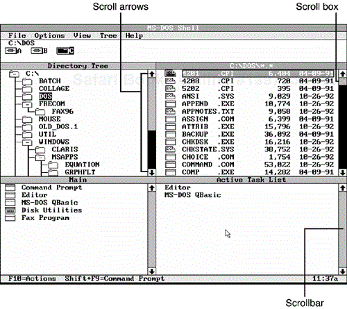 Scrollbars are located on the right side of each area of the Shell window.