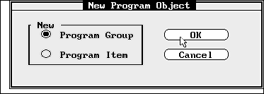 The New Program Object dialog box.