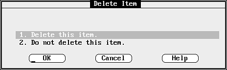 The Delete Item dialog box.