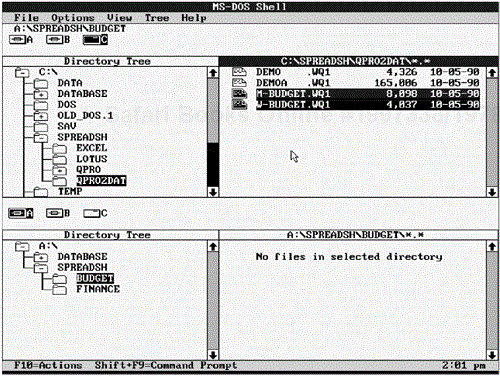 Using the dual file list display to copy files.