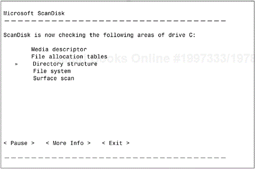 The SCANDISK screen.