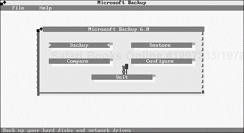 The opening DOS Backup dialog box.