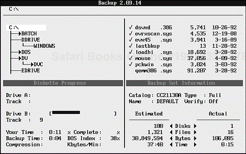 Viewing the progress of a backup.