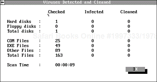 Typical MSAV report after a virus scan is completed.