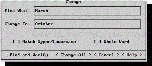 The first step in performing a search-and-replace operation is to fill in the Find What and Change To boxes.