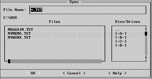 The Open dialog box enables you to load an existing disk file.