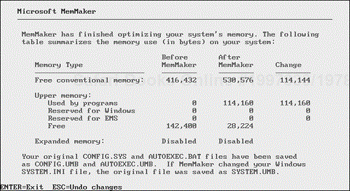 In this summary report from MemMaker, the third column indicates how much conventional memory you have saved.