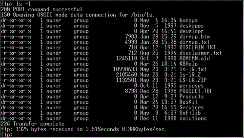 Using the ls -l command.