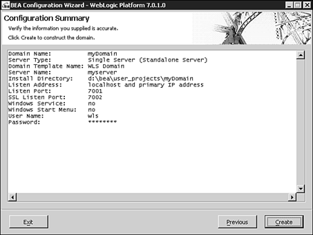 Review your configuration settings at the Configuration Summary screen.