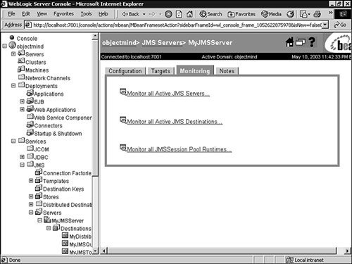 The Monitoring Options for your JMS server.