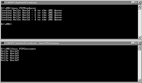 Running the PTPProducer and PTPConsumer applications.