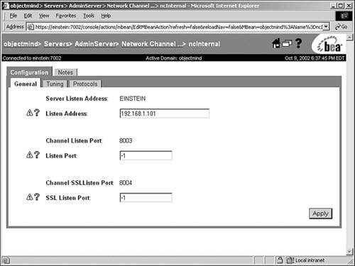 Creating a NAP for the listen address of a network channel.