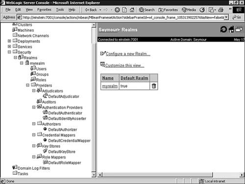 View your security realms using the Administration Console.