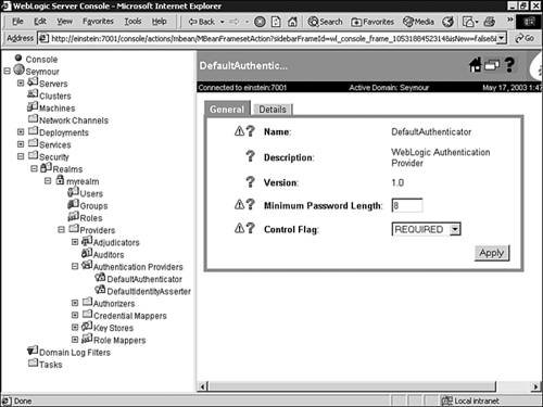 The minimum password length specified by the Authentication provider.