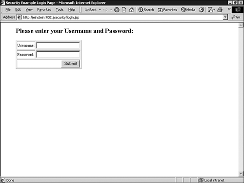 The Login page of the Web application.