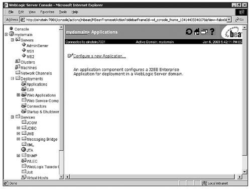 The Locate Application or Component to Configure screen.