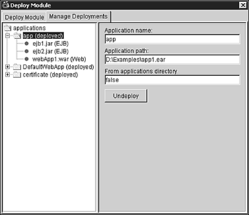 Use WebLogic Builder to undeploy an application from a running WebLogic Server instance.