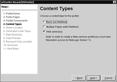 Create a Web service portlet using the EBCC Portlet Wizard.