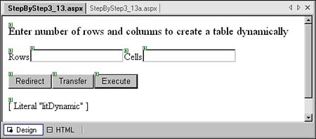 The design of a form that allows you to specify rows and columns to create a table dynamically.