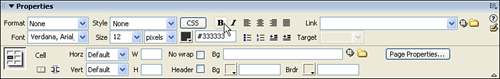 Text attributes in the Property inspector are similar to those found in popular word processors.