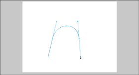 The anatomy of a curve: two anchor points, each with two control handles.