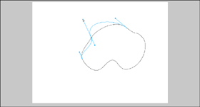 Dragging one end of a double control handle changes curves on both sides of the shared anchor point.