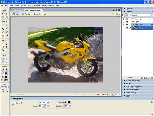 The Blur tool is used to blur sections of an image or the entire image.