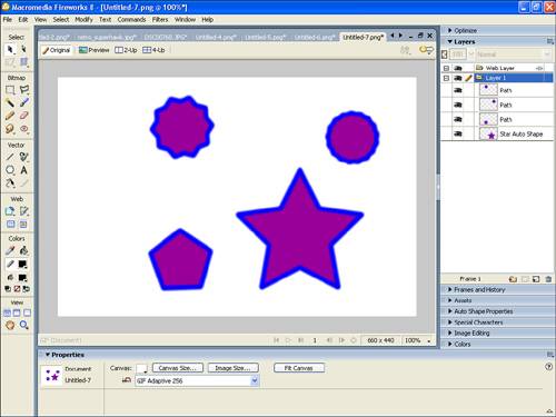 Polygons and stars created with the Polygon tool.