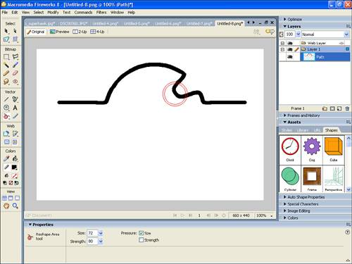 Edit and reshape your vector paths with the Reshape Area tool.